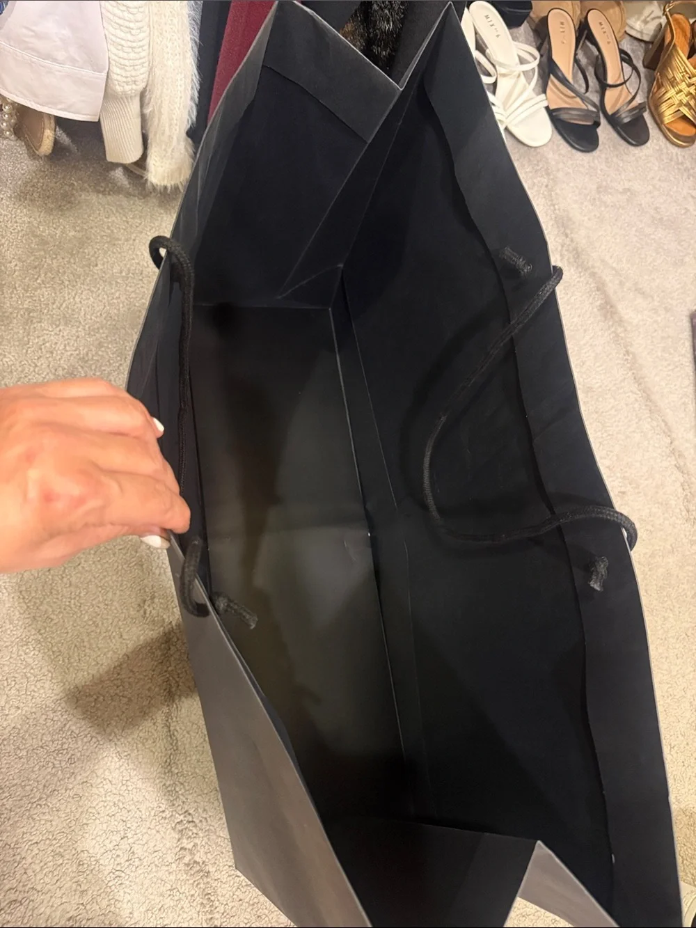 Gucci Black Paper Shopping Tote with White Logo